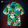 Funny Dog Happy Irish St. Patrick’s Day Palm Leaves Pattern Hawaiian Shirts