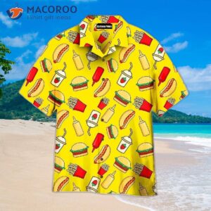 Funny, Fast-food-themed Yellow Hawaiian Shirts