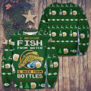 Funny Fish And Beer Ugly Christmas Sweater