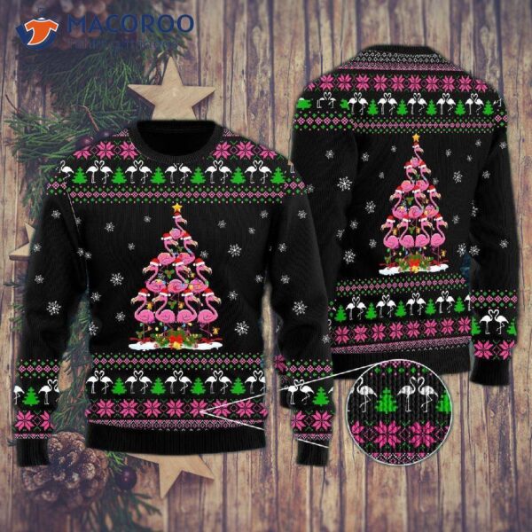 Funny Flamingo-tree Ugly Christmas Sweater