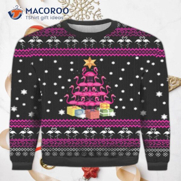 Funny Flamingo Tree Ugly Christmas Sweater