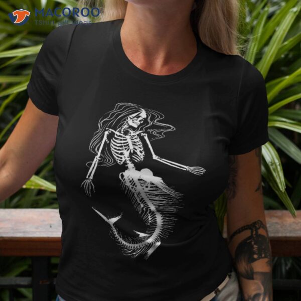 Funny Halloween Mermaid Skeleton Gift Cool Scary Diy Costume Shirt