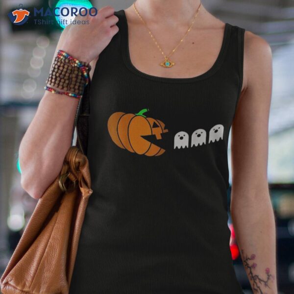 Funny Halloween Pumpkin Eating Ghost, Gamer Kids Shirt