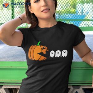 funny halloween pumpkin eating ghost gamer kids shirt tshirt 1