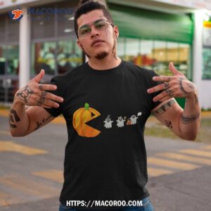 Funny Halloween Pumpkin Eating Ghost, Gamer  Kids Shirt