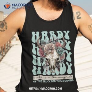 funny hardy i woke up on the wrong side of truck bed shirt tank top 3