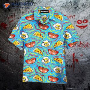 funny hawaiian shirts with a food pattern in blue 0