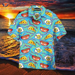 funny hawaiian shirts with a food pattern in blue 1