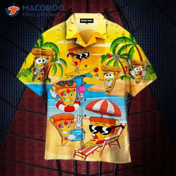 Funny Hawaiian Shirts With Pizza On The Beach For Summer