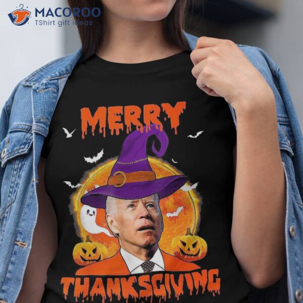 Funny Joe Biden Merry Thanksgiving Confused Happy Halloween Shirt