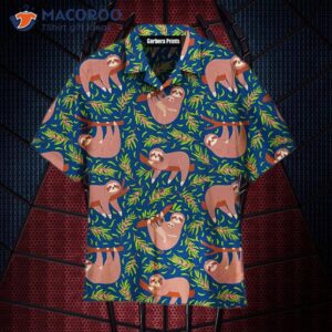 Funny Lazy Sloths On A Branch Seamless Hawaiian Shirts