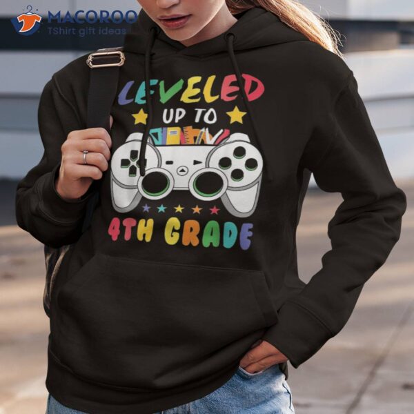 Funny Level Up To 4th Grade Gaming Lover Kids Back School Shirt