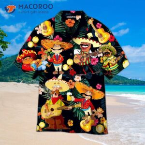 Funny Mexican Man Cinco De Mayo Floral Pattern Black Hawaiian Shirts