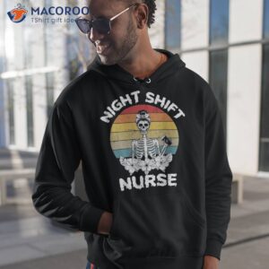 funny night shift nurse skeleton halloween rn nurses shirt hoodie 1