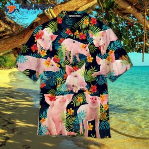 Funny Pig Tropical Hawaiian Flower Shirts