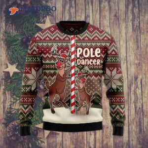 Funny Reindeer Pole Dancer Ugly Christmas Sweater