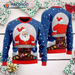 Funny Santa Loves Going Down The Ugly Christmas Sweater.