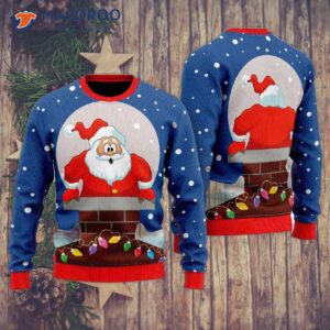 Funny Santa Loves Going Down The Ugly Christmas Sweater.