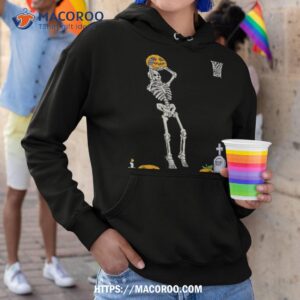 funny skeleton basketball halloween pumpkin shirt hoodie