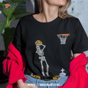 Funny Skeleton Basketball Halloween Pumpkin Shirt