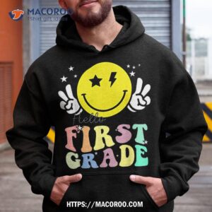 funny smile face hello first grade 1st back to school shirt hoodie