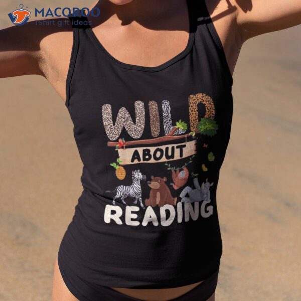 Funny Wild About Reading Book Leopard Animals Back To School Shirt