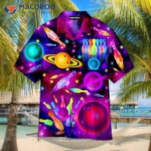 Galaxy-print Comic-bowling Pattern Hawaiian Shirts