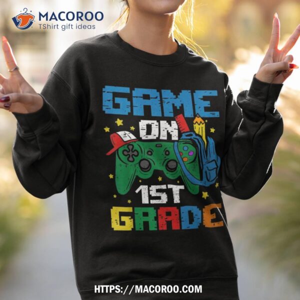 Game On 1st Grade Back To School First Grade Level Unlocked Shirt