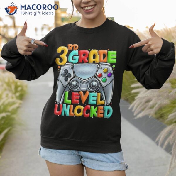 Game On 3rd Grade Back To School Level Unlocked Shirt