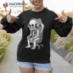 gaming halloween skeleton scary gamer boys kids shirt sweatshirt