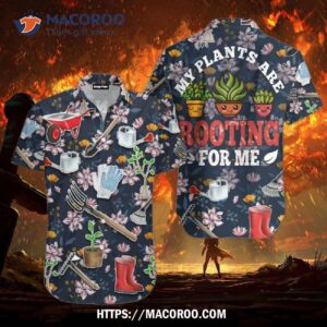 Gardening My Plants Are Rooting For Me Vintage Aloha Hawaiian Shirts