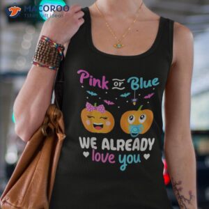 gender reveal halloween pregnancy announcet pink or blue shirt tank top 4