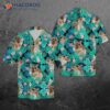 Gerbils Wearing Tropical Blue Leaf Hawaiian Shirts