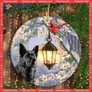 German Shepherd Black Christmas Ceramic Ornament