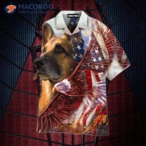 German Shepherd Dog And American Eagle Patriot Hawaiian Shirts