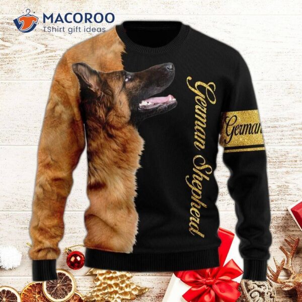 German Shepherd Half-cool Ugly Christmas Sweater