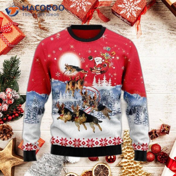 German Shepherd Santa Claus Ugly Christmas Sweater