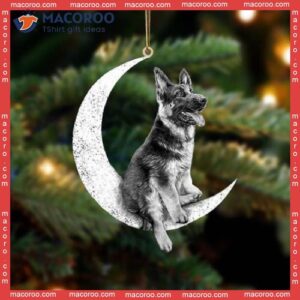 German Shepherd Sitting On The Moon Custom-shaped Christmas Acrylic Ornament