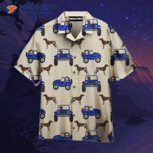 German Shorthaired Pointer Blue Car And Dog Pattern Hawaiian Shirts