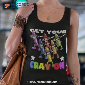 get your cray on dabbing crayons back to school shirt kids tank top 4