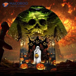 Ghoul’s Skull Pumpkin Halloween Black Hawaiian Shirts