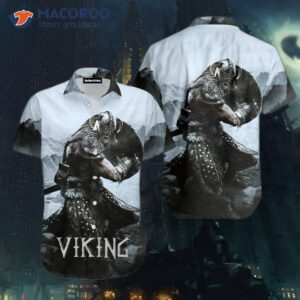 Giant Viking Warrior Blue And Black Hawaiian Shirts