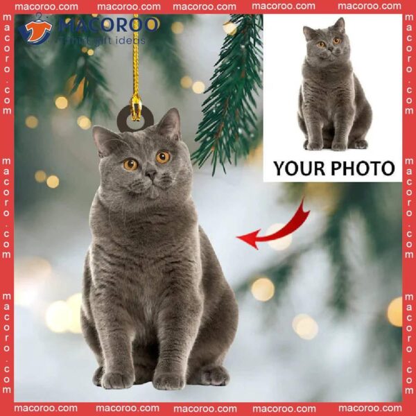 Gift For Cat Lover: Custom-shaped Photo Christmas Acrylic Ornament