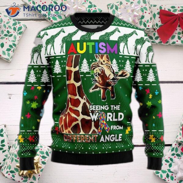 Giraffe Autism Ugly Christmas Sweater