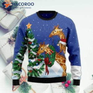 Giraffe Family Christmas Ugly Sweater