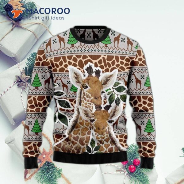 Giraffe Family Ugly Christmas Sweater