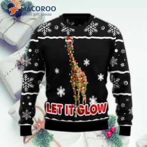 Giraffe Let It Glow Ugly Christmas Sweater