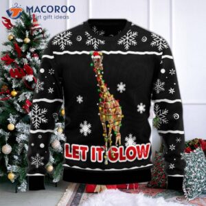 Giraffe Let It Glow Ugly Christmas Sweater