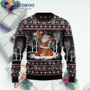 Giraffe Santa Claus Ugly Christmas Sweater