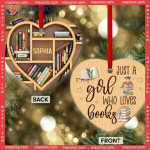 “girl Loves Books” Custom Name Christmas Ceramic Ornament